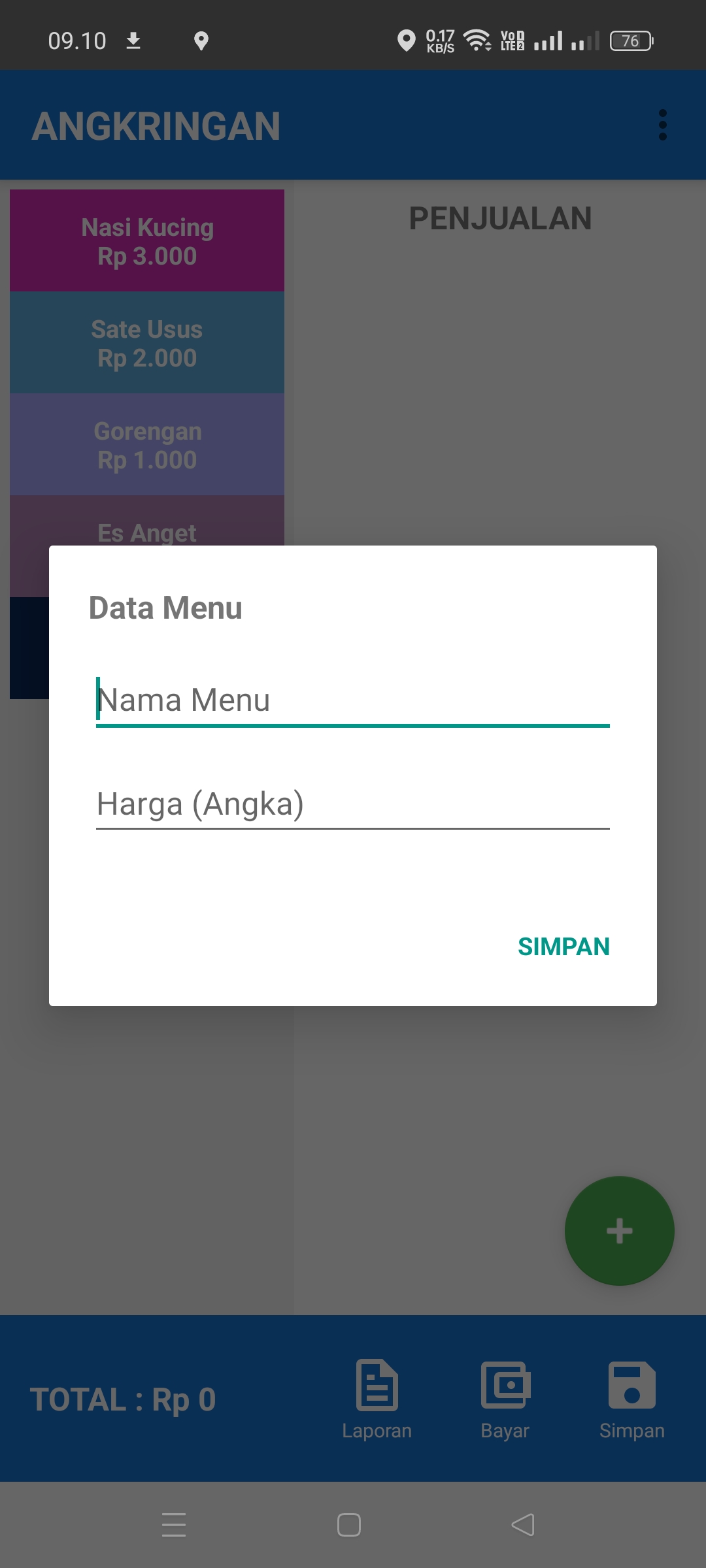 Angkringan - Menu Makanan