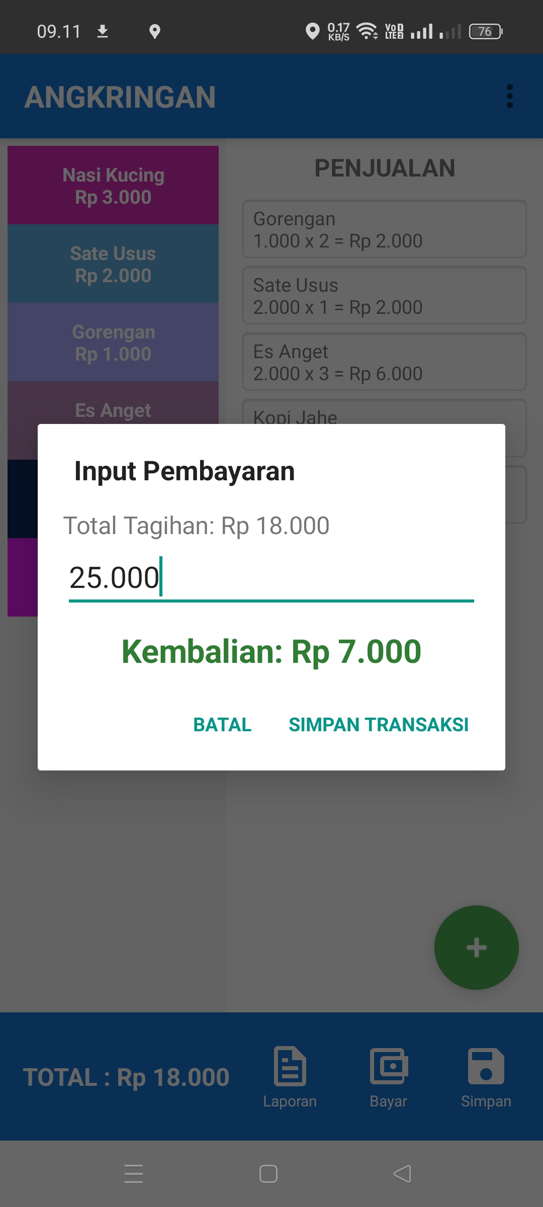 Angkringan - Laporan Penjualan